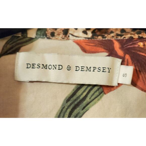 Desmond & Dempsey Robe Organic Cotton S Tropical Leopard Print Pockets Tie Belt - Picture 7 of 9